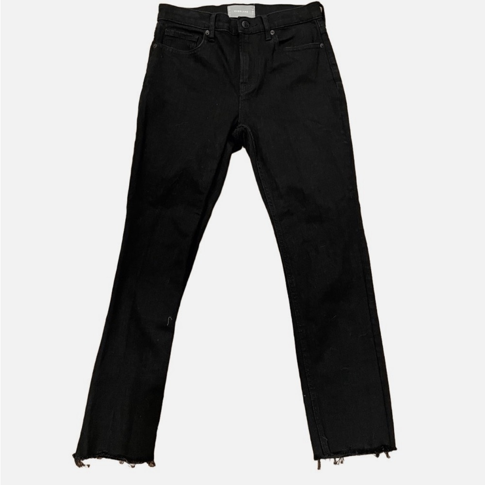 Everlane Jeans Womens  Straight Leg Frayed Hem Black Parisian Muted 32